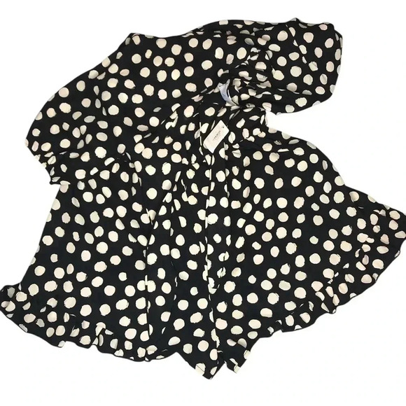Khloe California Black & Cream Dots Romper- NWT - Picture 6 of 9